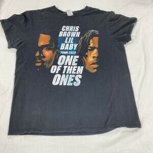 Chris Brown Lil Baby One of Them Ones Tour 2022 T-Shirt Men's Size Large Black
